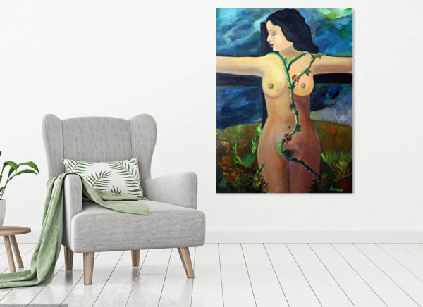 Betrayed oil painting female portrait in a room