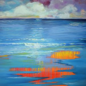 Floating Golden nectar painting. Seascape Landscape