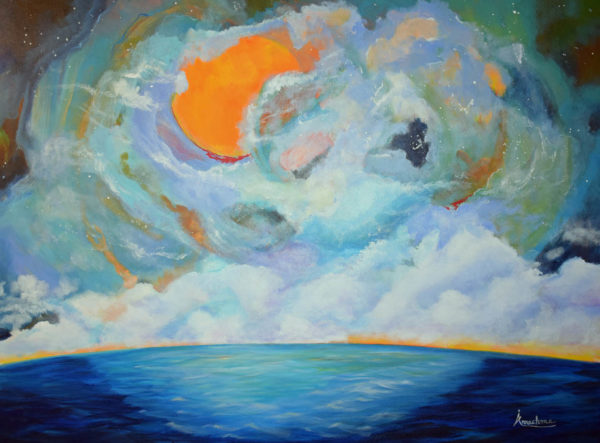 Contemporary Abstract Seascape landscape. The multidimensional illusion of the cosmos or is it. Look beyond the horizon. It is infinite intrigue.