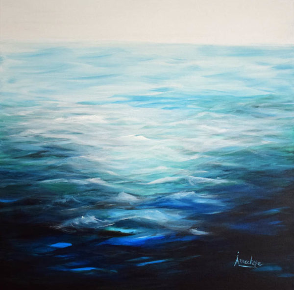 Seascape painting of deep tropical warm water