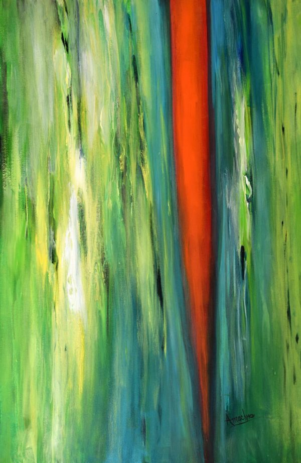 One In A Million 2 abstract - green and red painting