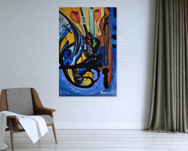 The Dancer painting in a room hung Vertical