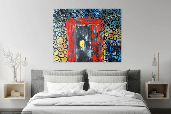 The Red Door in a bedroom- dream abstract pass through or passover in a room
