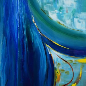 Turning The Tide- vivid blues and greens- fine art abstract contemporary painting