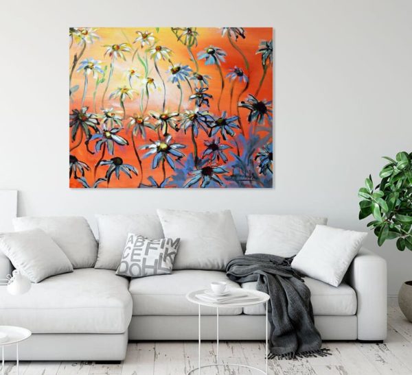 Happy Flowers painting in a room