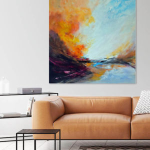 Seascape- Falling Water Rising Tide Large Painting in a room