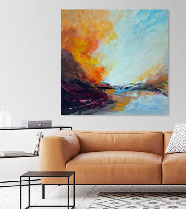 Seascape- Falling Water Rising Tide Large Painting in a room