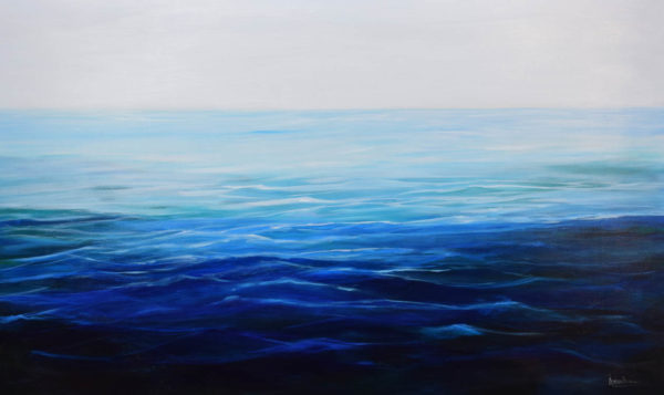 Beyond Pretense 2- powerful deep blue seascape painting by Arrachme
