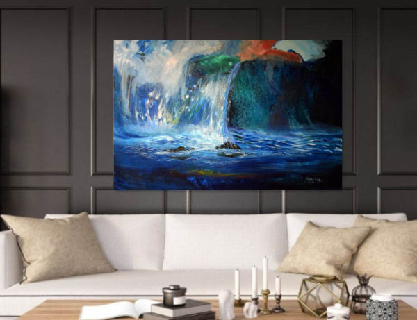 Nobel Treasures- strong abstract painting in a room setting