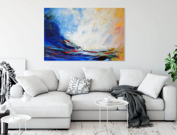 Abstract calming seascape in a room- Cradle of Peace
