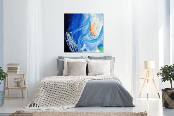 Peaceful Dreamy Painting- Invisible Sea II in a bedroom