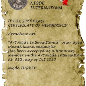 Artquake 5 Certificates- Painting- Precipice of Life- Artist Arrachme- Turkey
