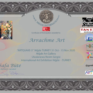 Artquake 5- color certificate- Precipice of Life- Painting-Arrachme Art - USA
