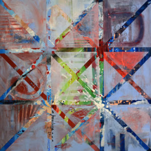 Powerful Industrial Strength square painting with geometric shapes.