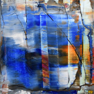 Bold blue fine art painting. Abstract Expressionism.