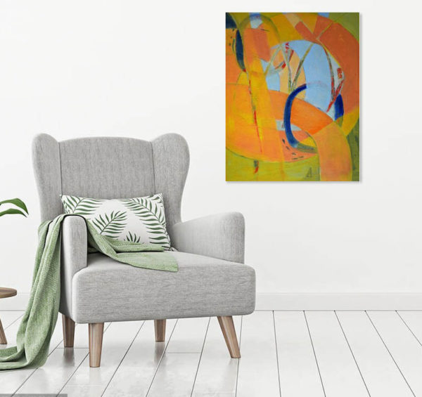 abstract unique moving knot fine art painting in a room- Twisted Sister