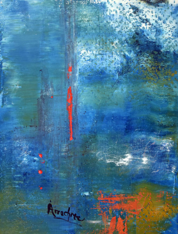 Brilliant blue minimalist painting that evokes personal freedom.