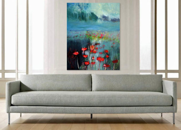 All Night misty landscape seascape interior decor over a sofa - oil on canvas