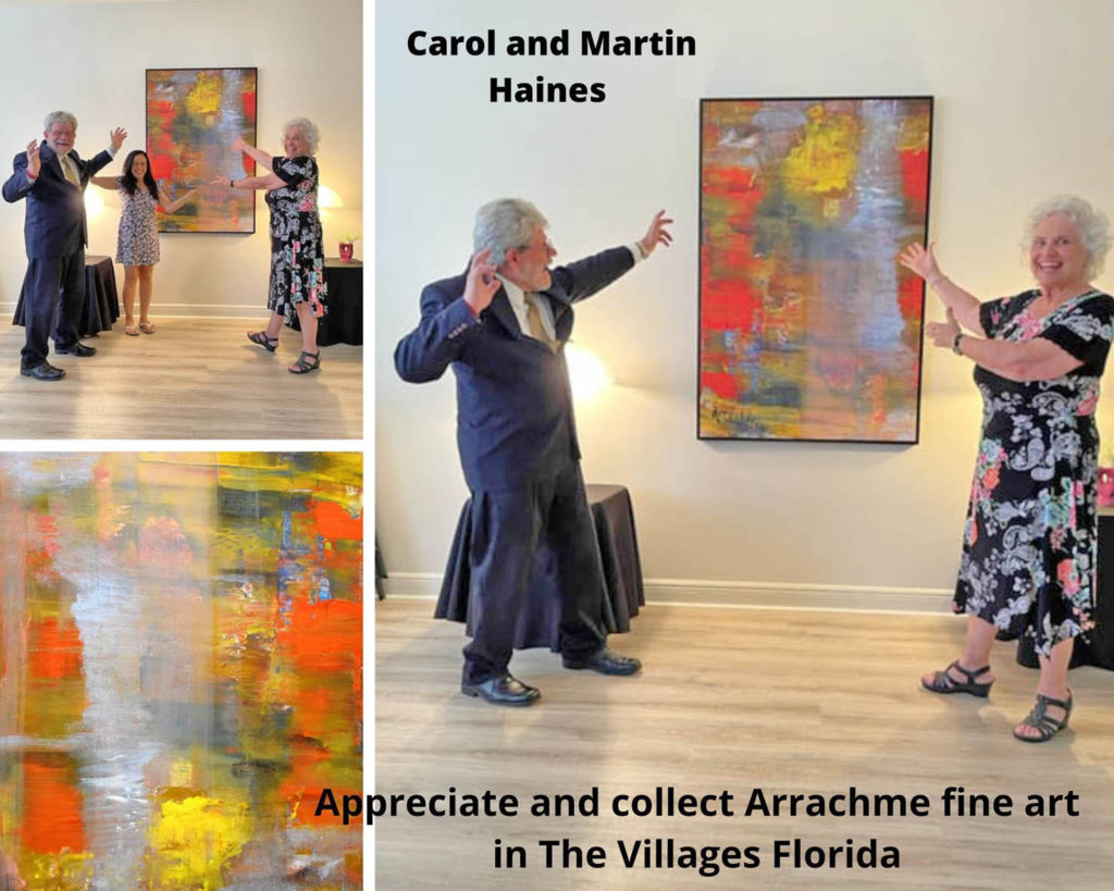 Carol and Martin Haines with their new painting from Arrachme, The Villages, Fl