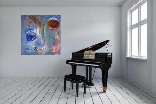 Being Different painting in a room with a piano